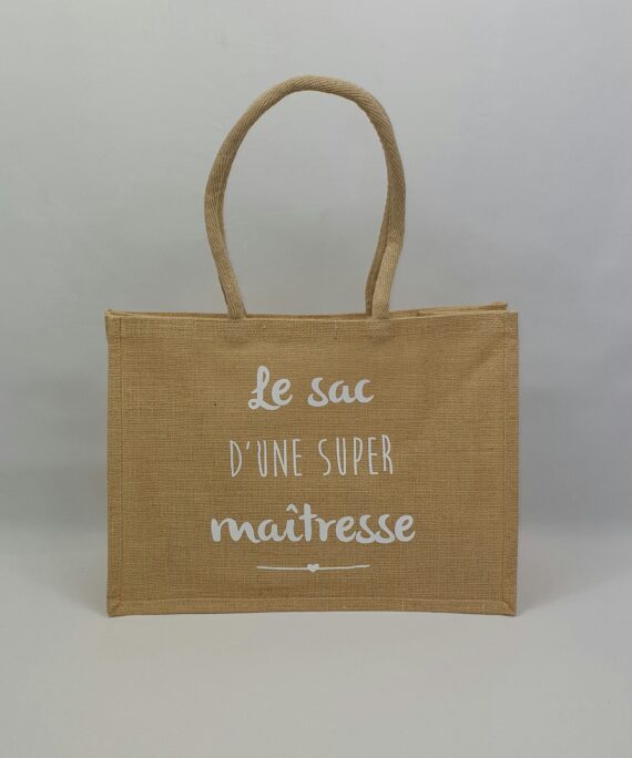 Sac en toile de jute, poignées en coton colorées Super sac 2