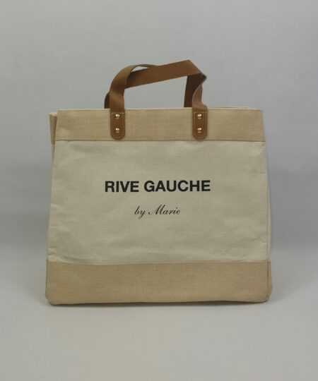 Sac en jute et coton, anses en cuir Rive gauche by