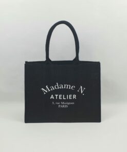 Sac en toile de jute noir Madame Atelier