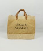 Sac en jute et coton, anses en cuir Le bazar