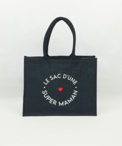 Sac en toile de jute noir Super sac