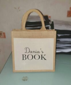 Sac shopping en toile de jute avec poche avant en coton Book