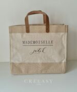 Sac en jute et coton, anses en cuir Madame-Mademoiselle