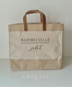 Sac en jute et coton, anses en cuir Madame-Mademoiselle