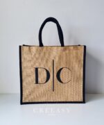 Sac en jute bicolore Initiales