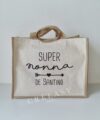 Cabas en toile de jute et coton bicolore Super ...