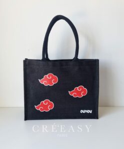 Sac en toile de jute noir Akatsuki