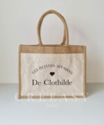 Sac shopping en toile de jute avec poche avant en coton Les petites affaires