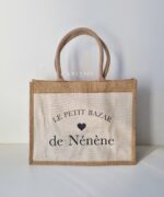 Sac shopping en toile de jute avec poche avant en coton Les petites affaires