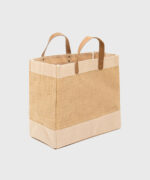 Sac en jute et coton, anses en cuir Rive gauche by