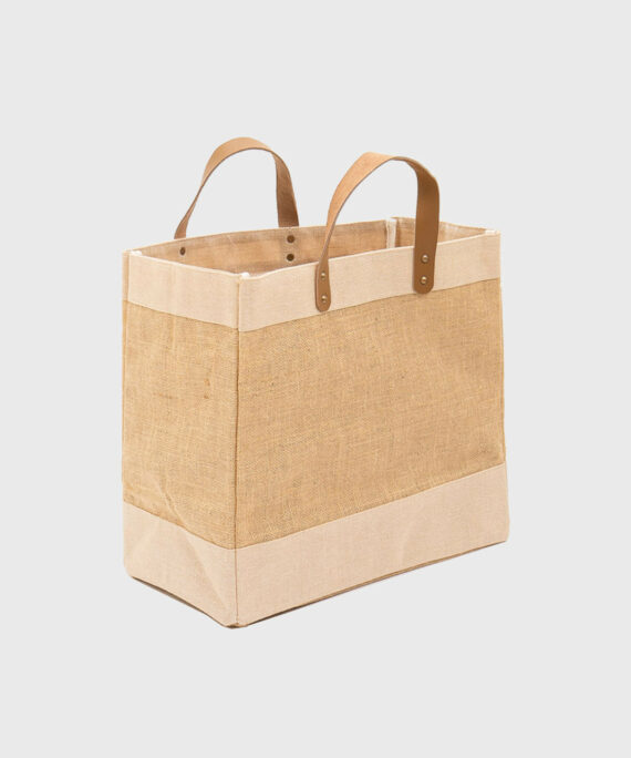 Sac en jute et coton, anses en cuir At home