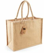 Sac en toile de jute, poignées en coton colorées Petites affaires