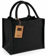 Sac en toile de jute noir Initiales