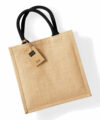 Sac en toile de jute, poignées en coton colorées Family time