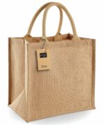 Sac en toile de jute, poignées en coton colorées Petites affaires