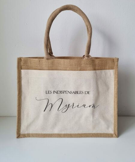 Sac shopping en toile de jute avec poche avant en coton Bella