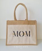 Sac shopping en toile de jute avec poche avant en coton Mom