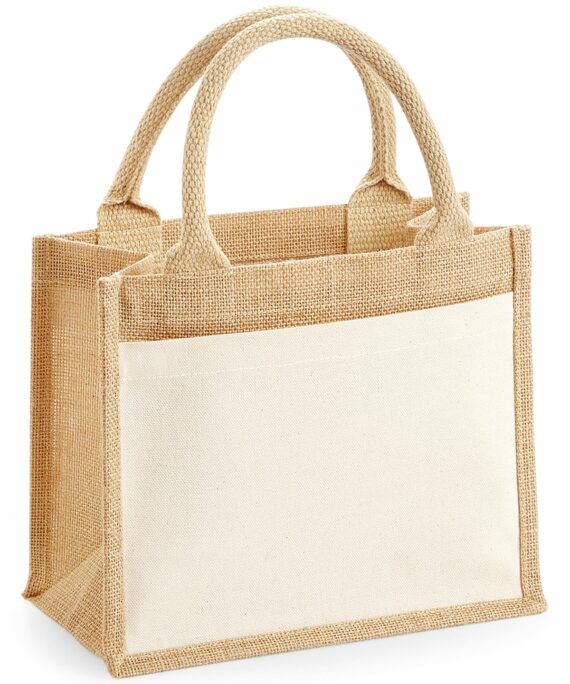 Sac shopping en toile de jute avec poche avant en coton Mum