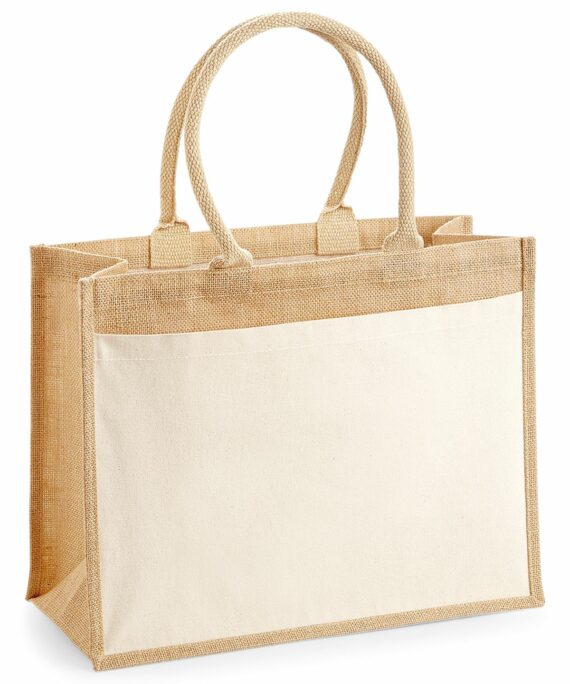 Sac shopping en toile de jute avec poche avant en coton Oummi