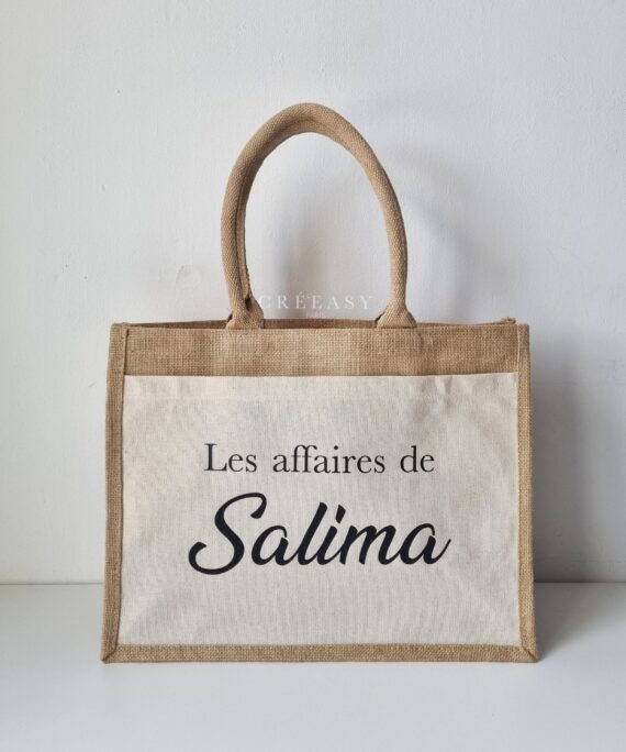 Sac shopping en toile de jute avec poche avant en coton Les affaires - 2