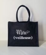 Sac en toile de jute noir Mère (veilleuse)