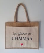 Sac shopping en toile de jute avec poche avant en coton Les affaires de ... (2)