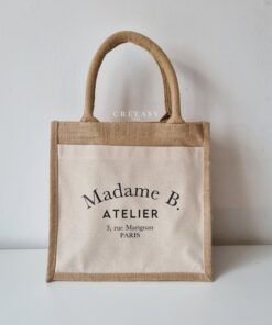 Sac shopping en toile de jute avec poche avant en coton Madame Atelier